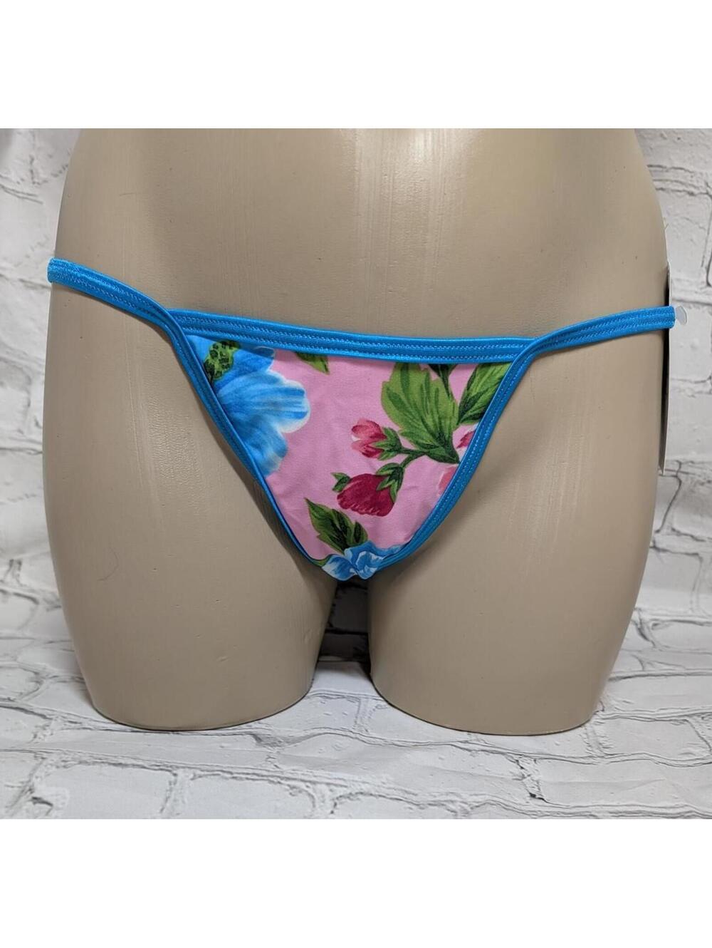 BODYZONE BLUE FLORAL T BACK THONG NWT VINTAGE‎ DISCOUNT ON MULTIPLES